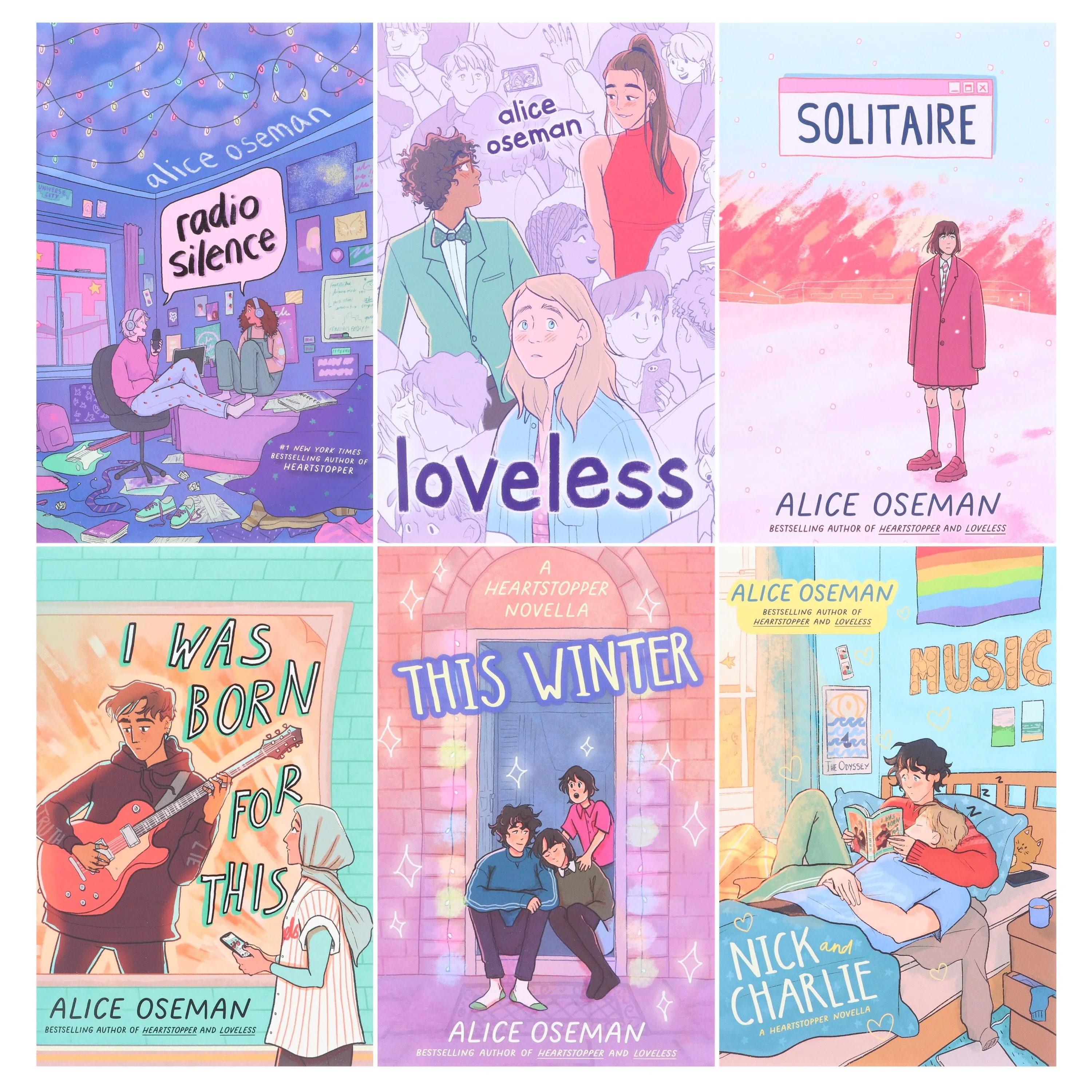 Alice Oseman 6 Books Collection Box Set (Solitaire, Radio Silence, I Was Born For This, Loveless, Nick and Charlie, This Winter) - Ages 13  - Paperback