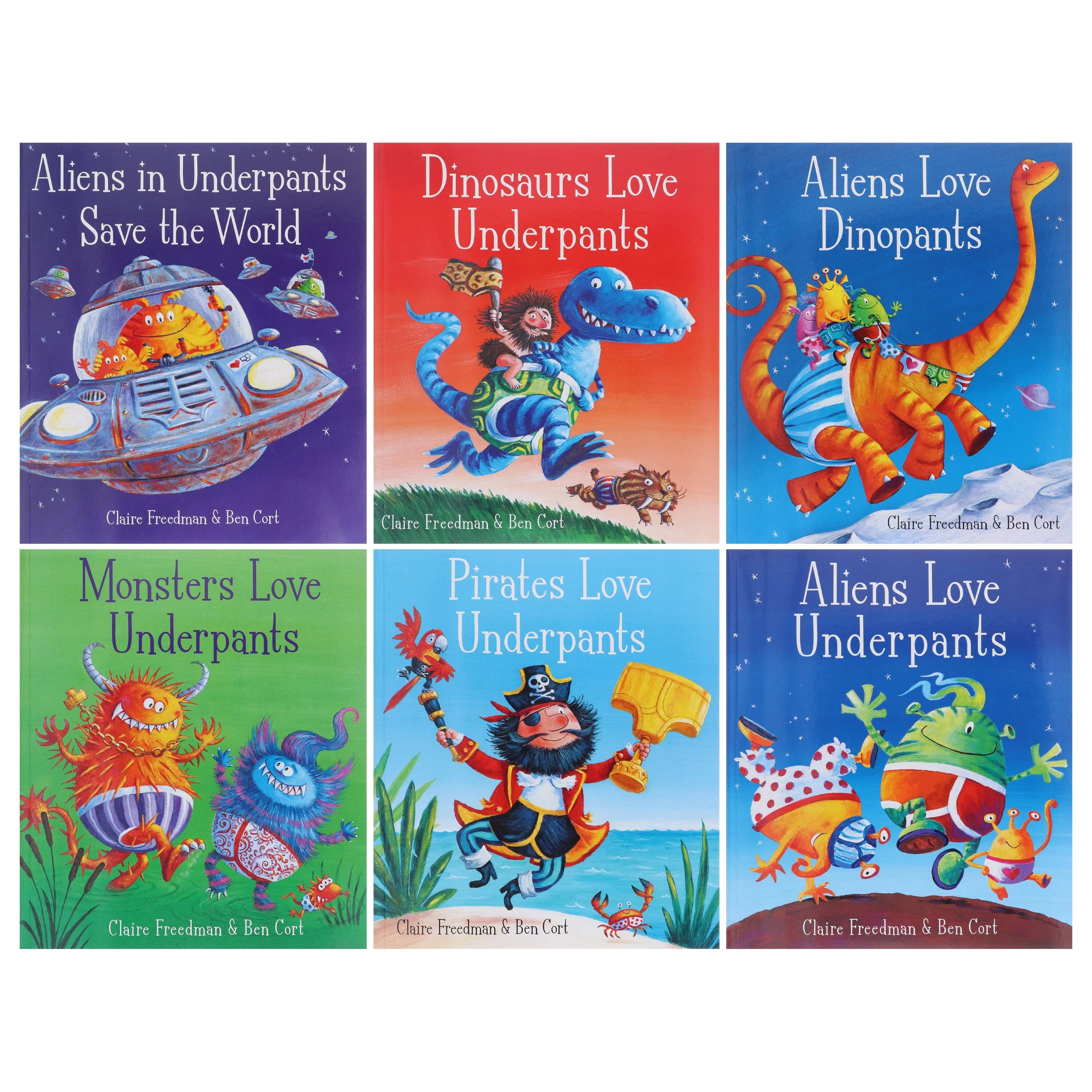 Aliens Love Underpants 6 Book Set Collection By Claire Freedman & Ben Cort - Age 5-7 - Paperback