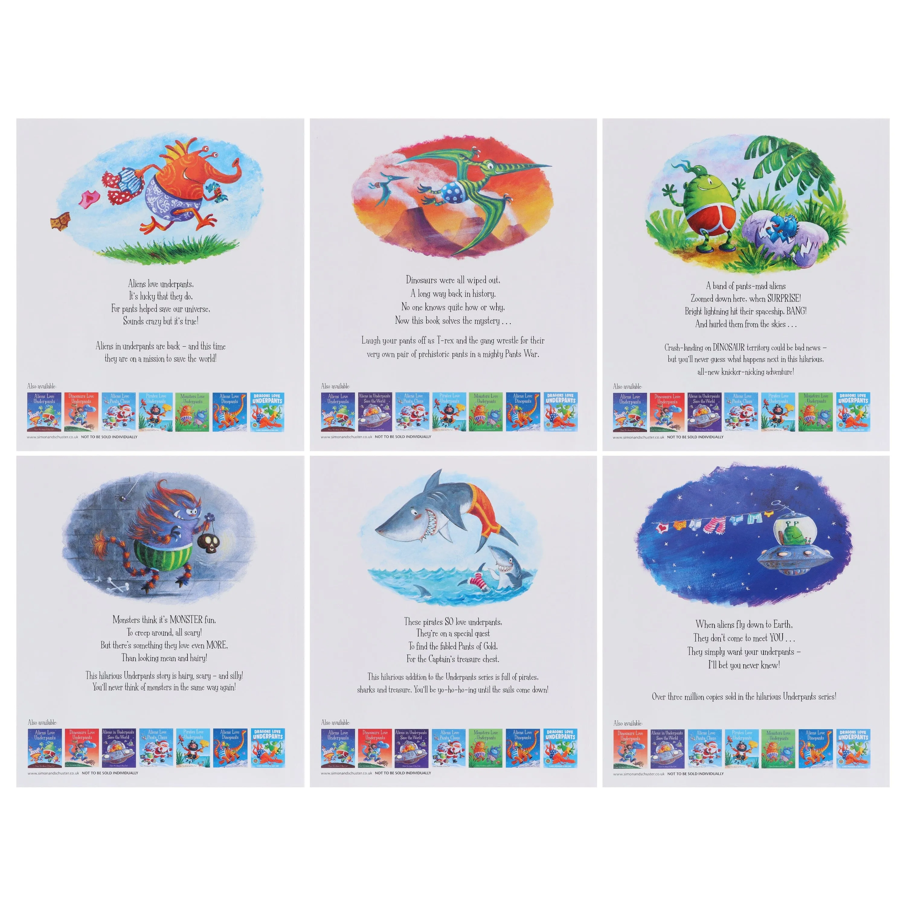 Aliens Love Underpants 6 Book Set Collection By Claire Freedman & Ben Cort - Age 5-7 - Paperback