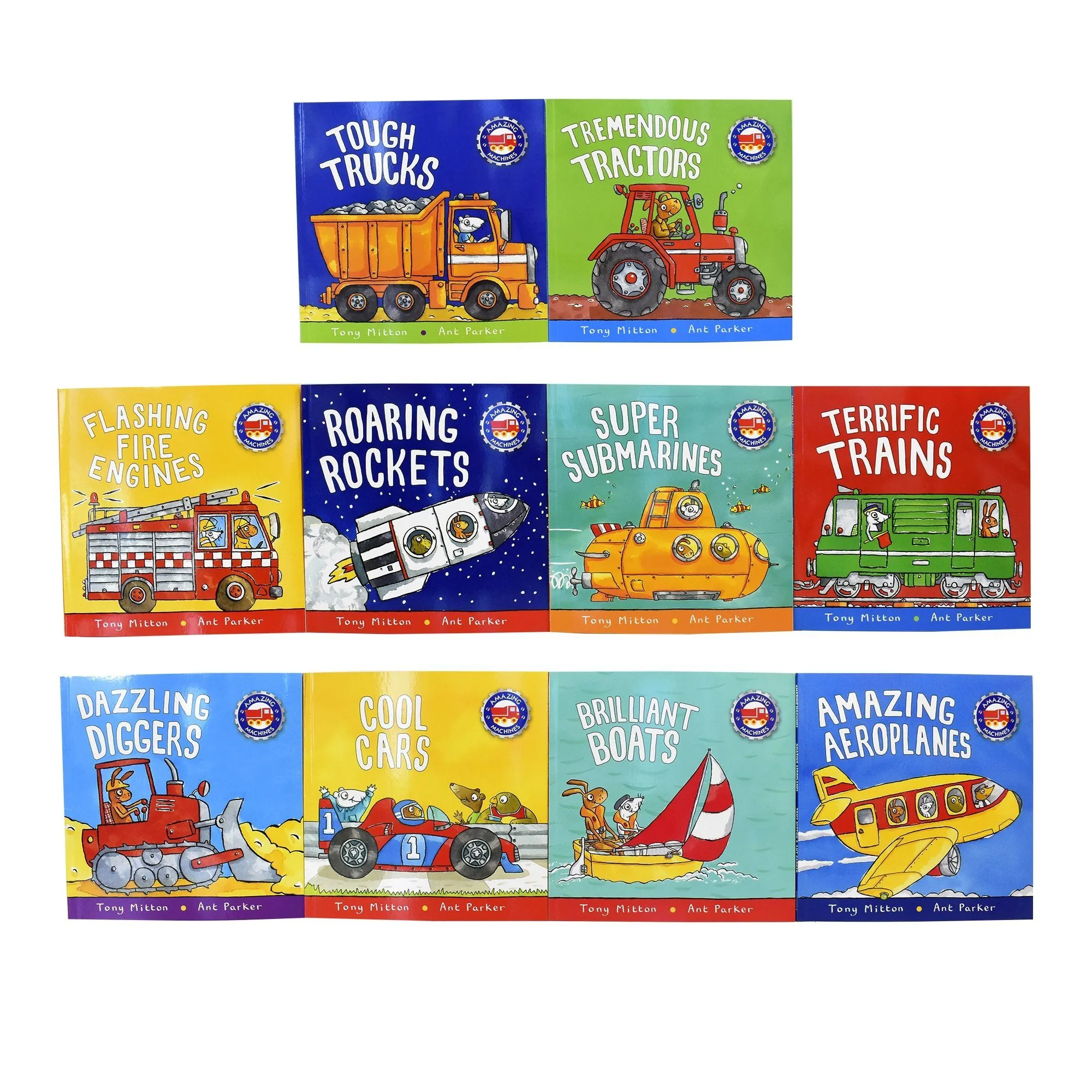 Amazing Machines 10 Books Box Set Collection With CD by Tony Mitton and Ant Parker- Ages 5  - Paperback/Audiobook