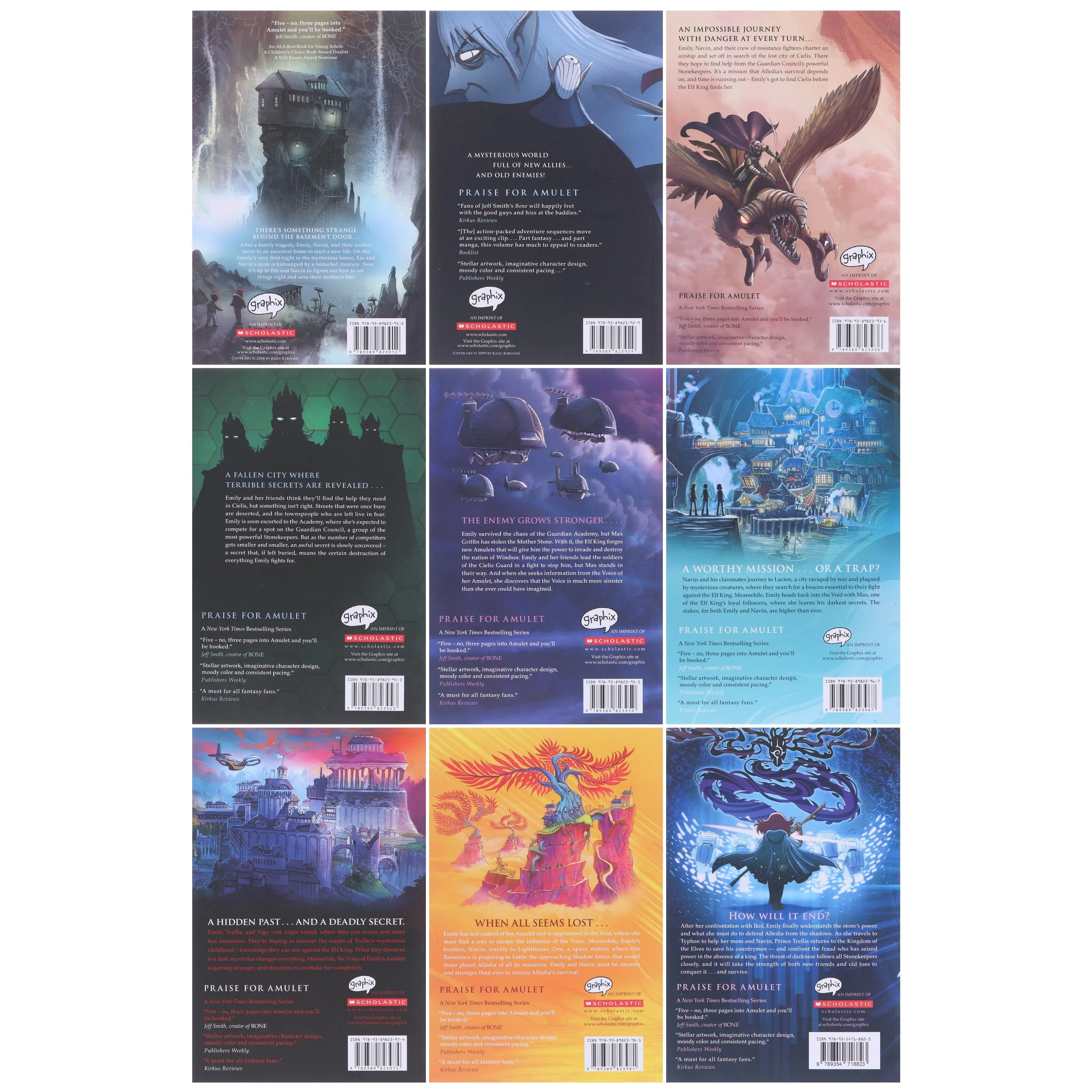 Amulet Series By Kazu Kibuishi 9 Books Collection Graphic Novel Box Set - Age 8-12 - Paperback
