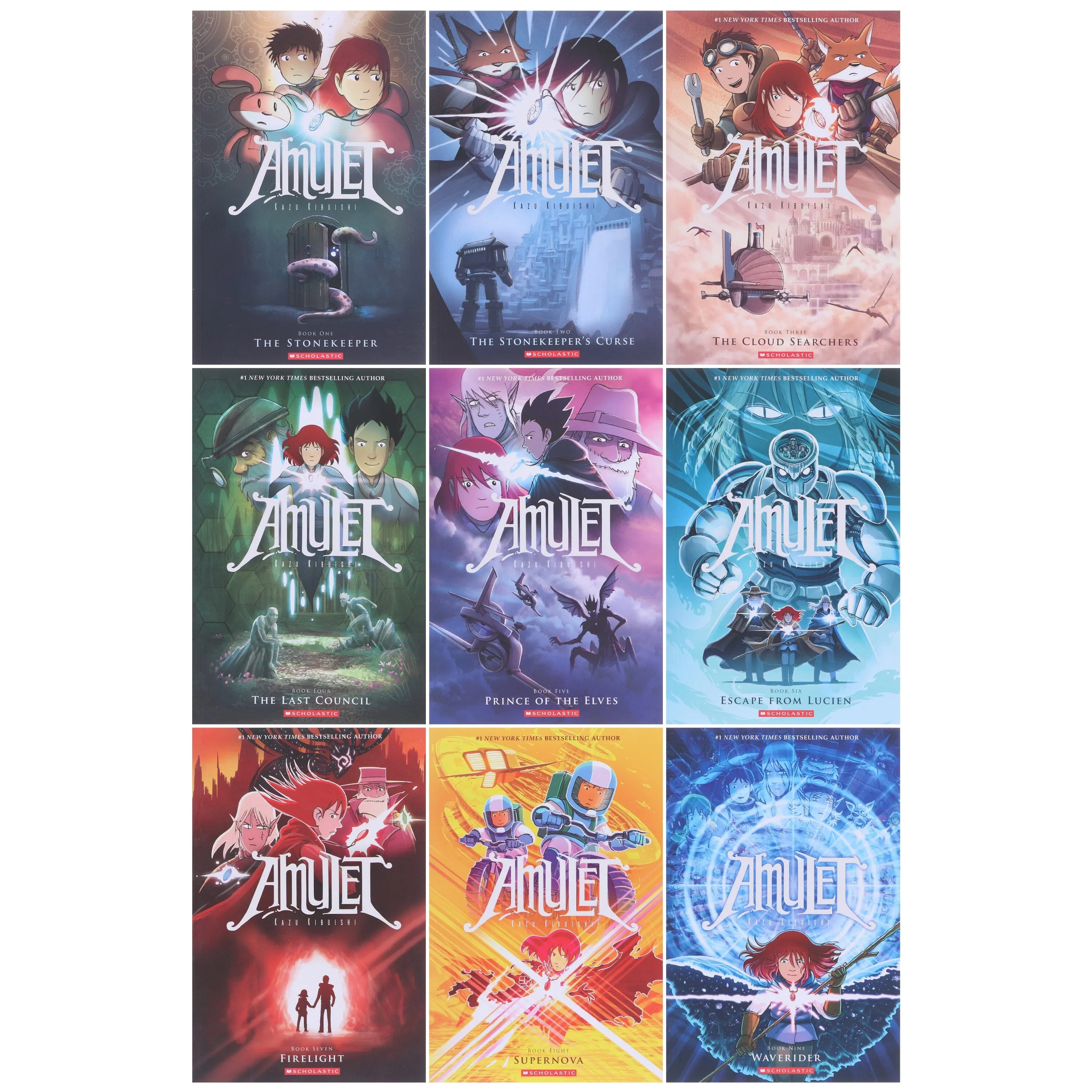 Amulet Series By Kazu Kibuishi 9 Books Collection Graphic Novel Box Set - Age 8-12 - Paperback