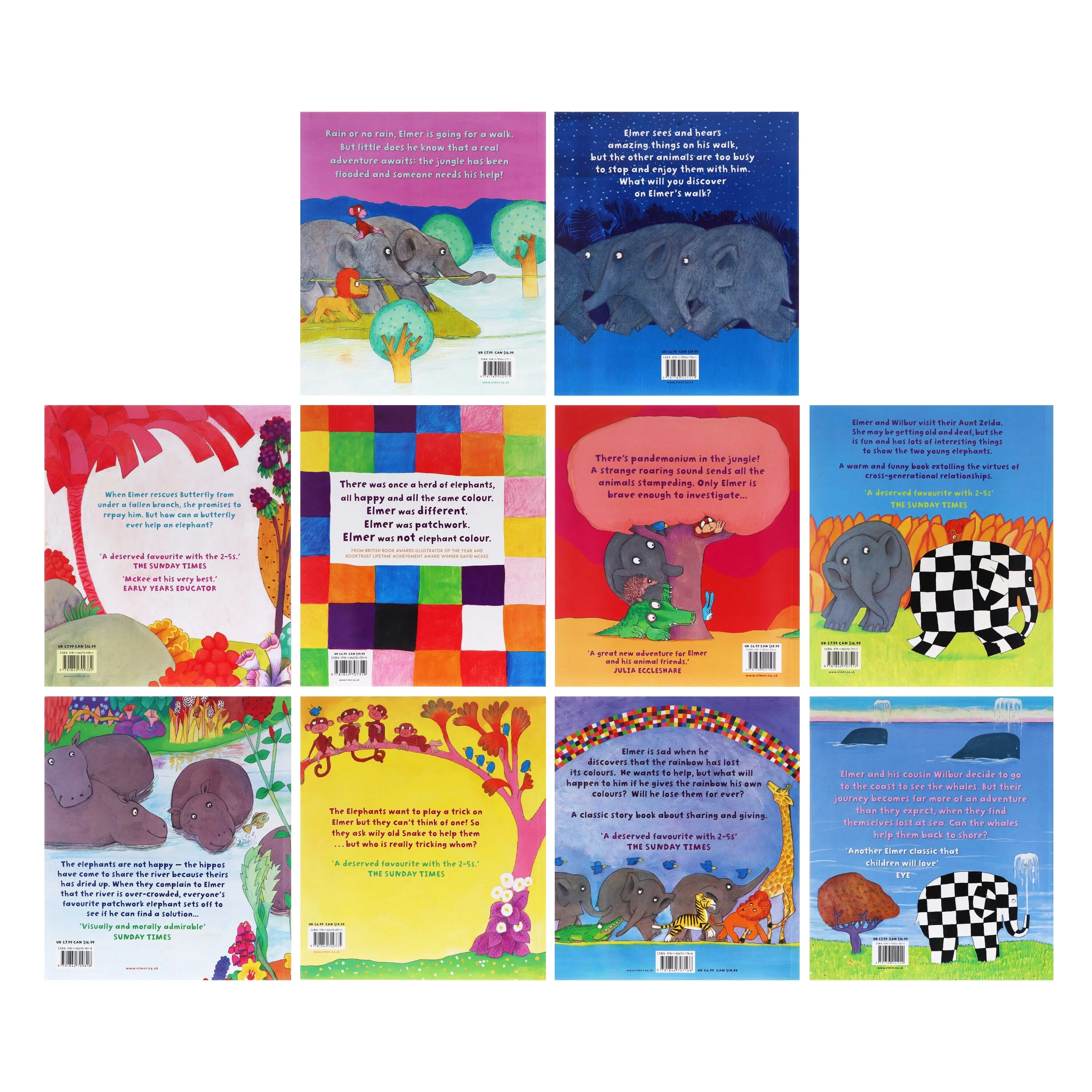 Elmer Children Picture 10 Books Collection Set By David McKee - Ages 5  - Paperback