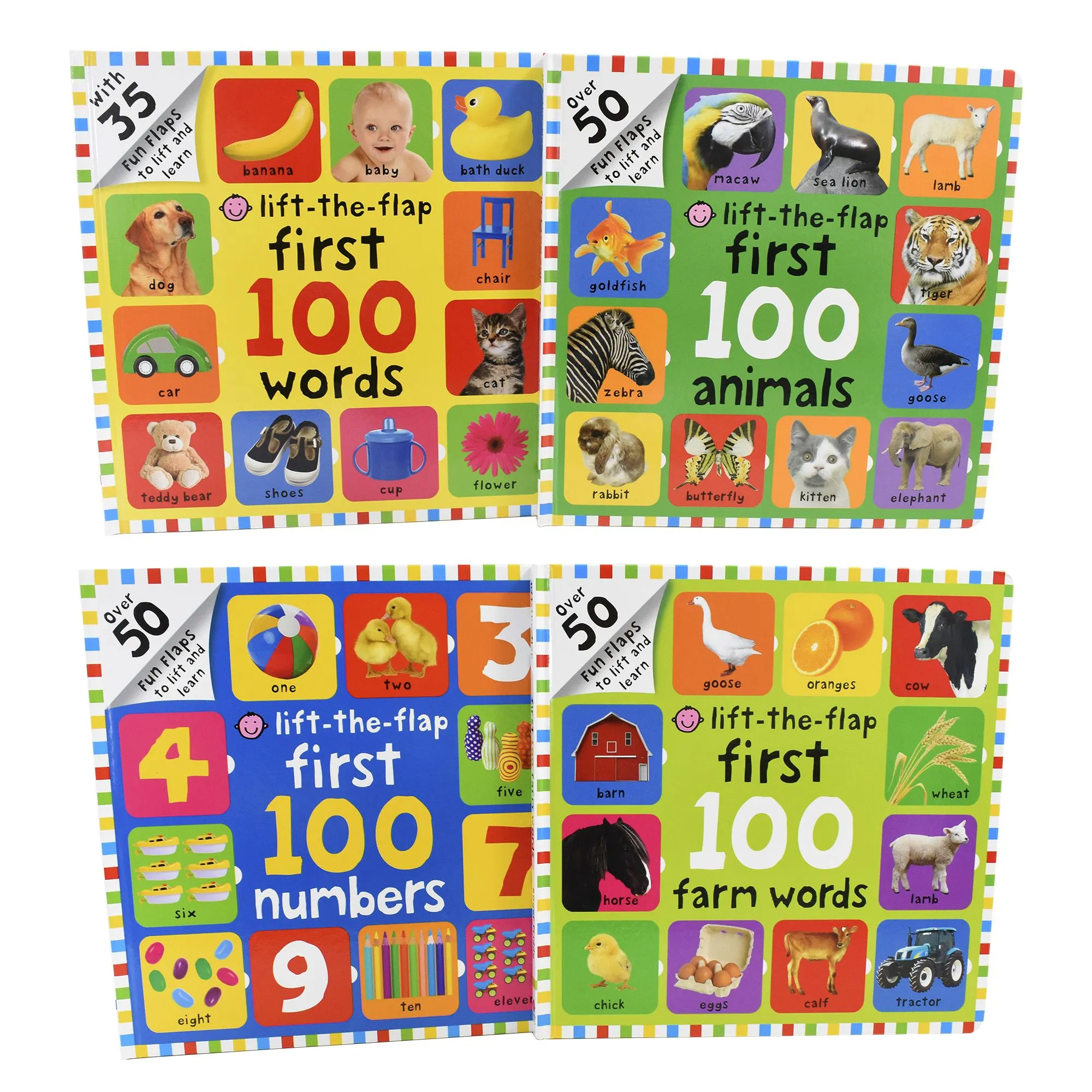 First 100 Lift The Flap Series Collection 4 Board Books Set For little learners- Ages 0-5 - Board books