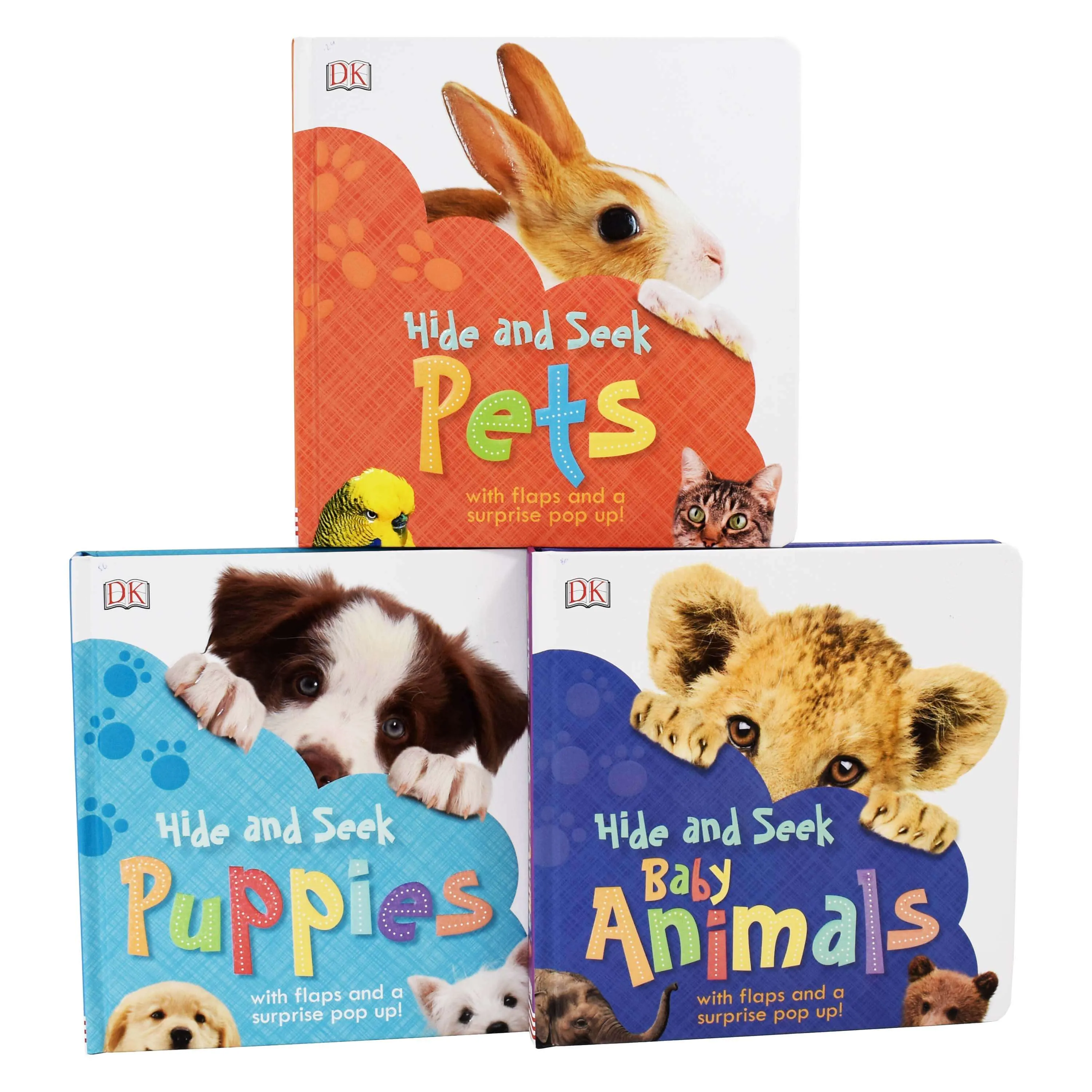 Hide and Seek 3 Books( Pets, Baby Animals & Puppies ) by DK - Ages 0-5 - Board Book