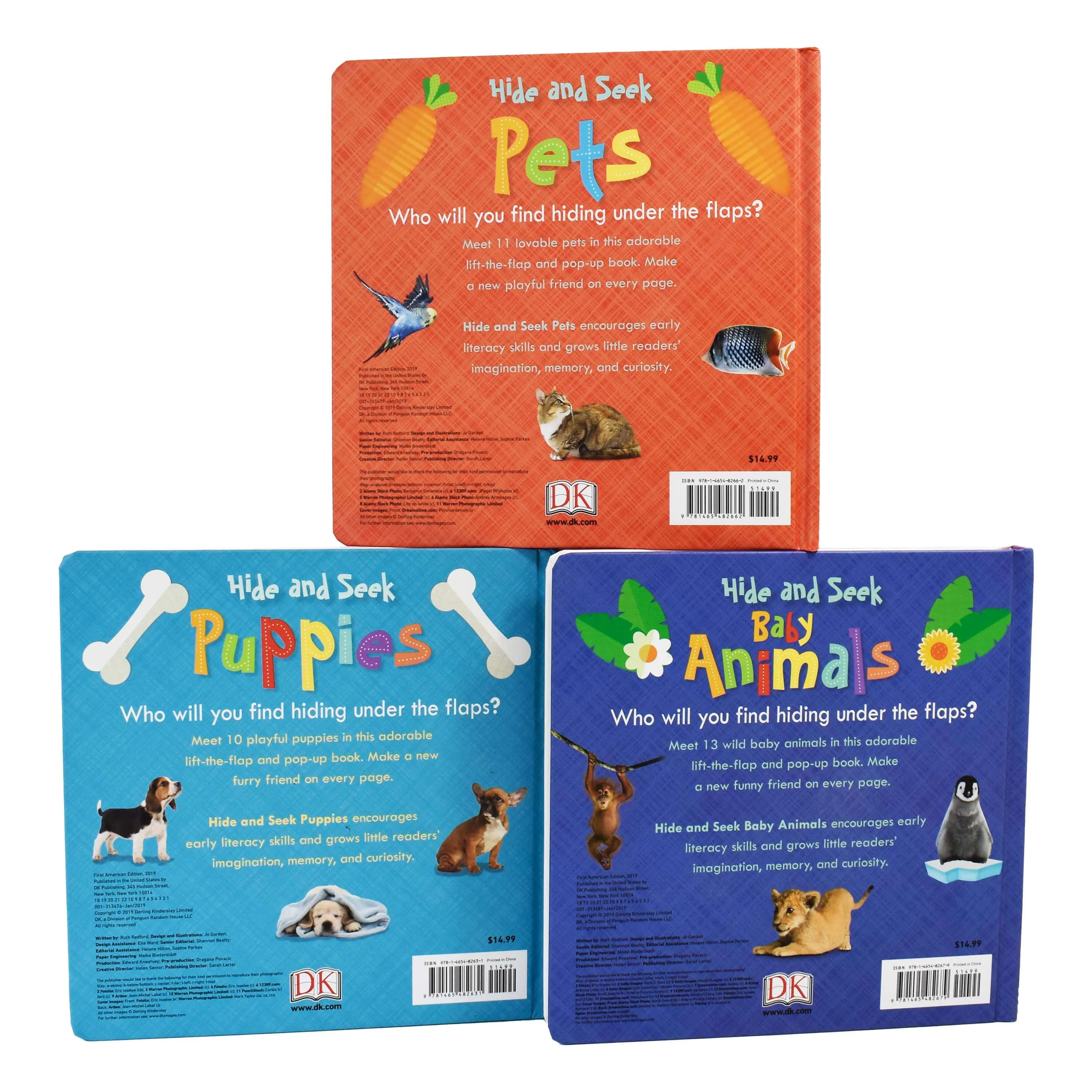 Hide and Seek 3 Books( Pets, Baby Animals & Puppies ) by DK - Ages 0-5 - Board Book