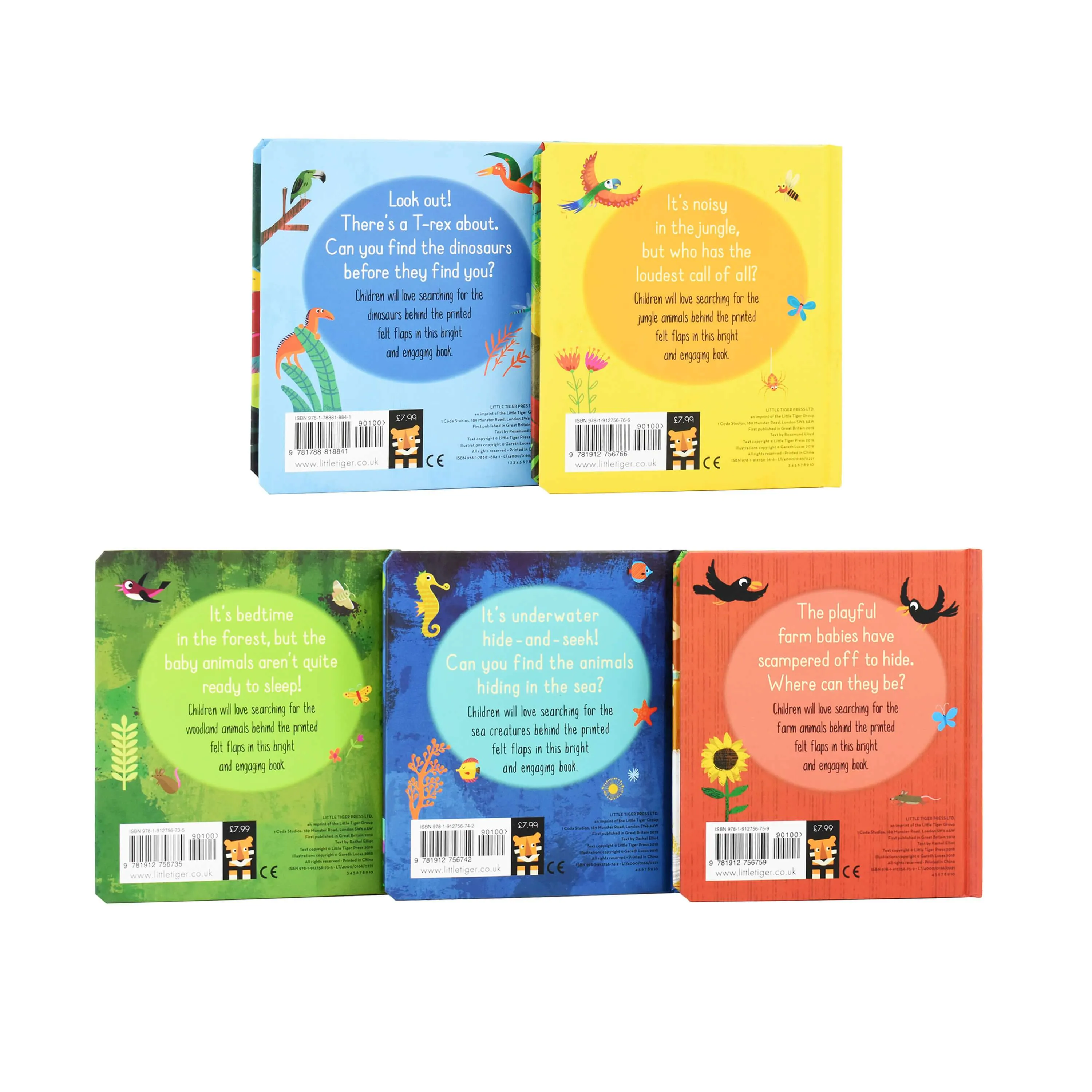 Hide and Seek Touch & Feel Lift the Flap 5 Books Collection Box Set by Little Tiger - Ages 0-5 - Hardback