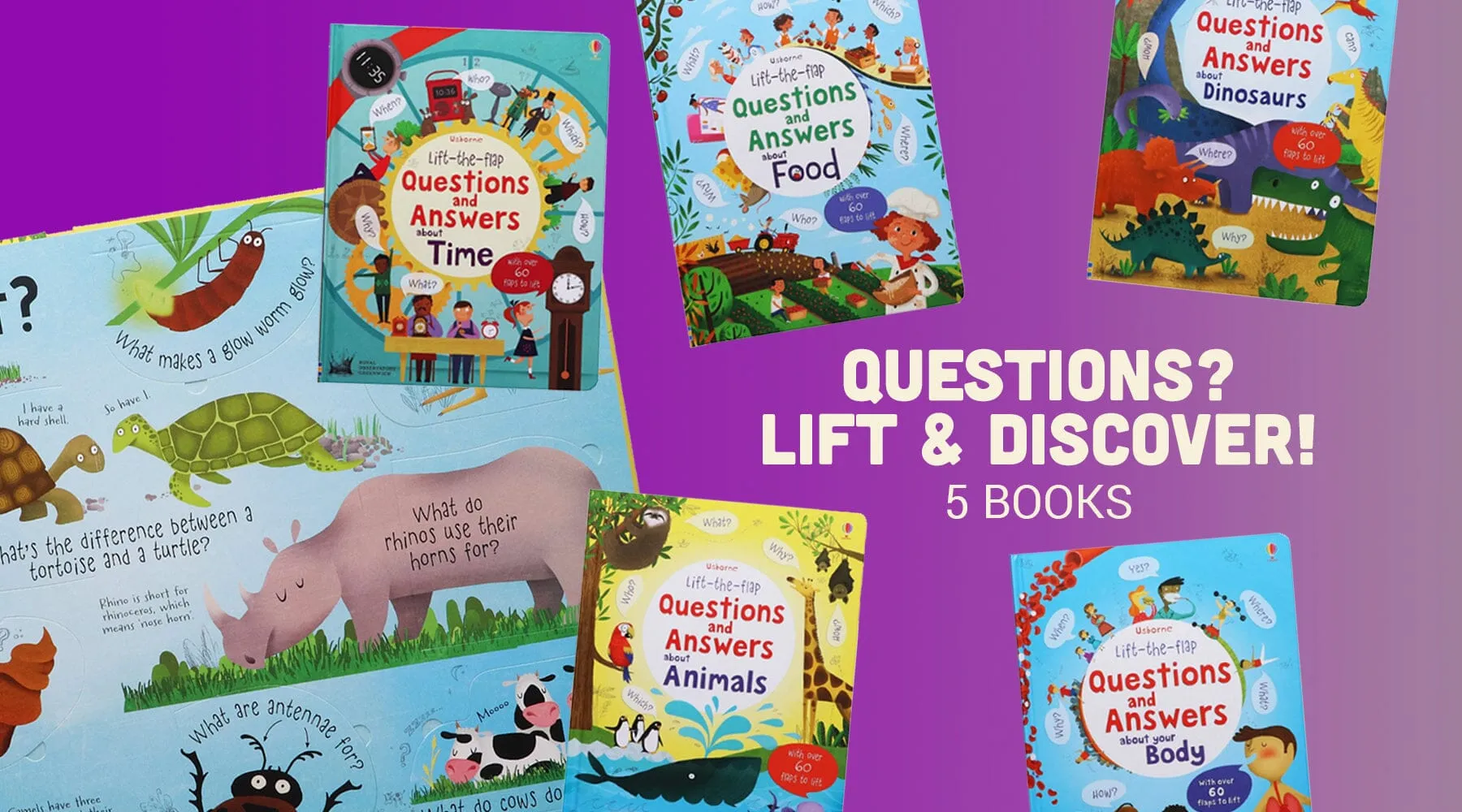 Lift-the-flap Questions and Answers by Katie Daynes 5 Books Box Set - Ages 0-5 - Hardback