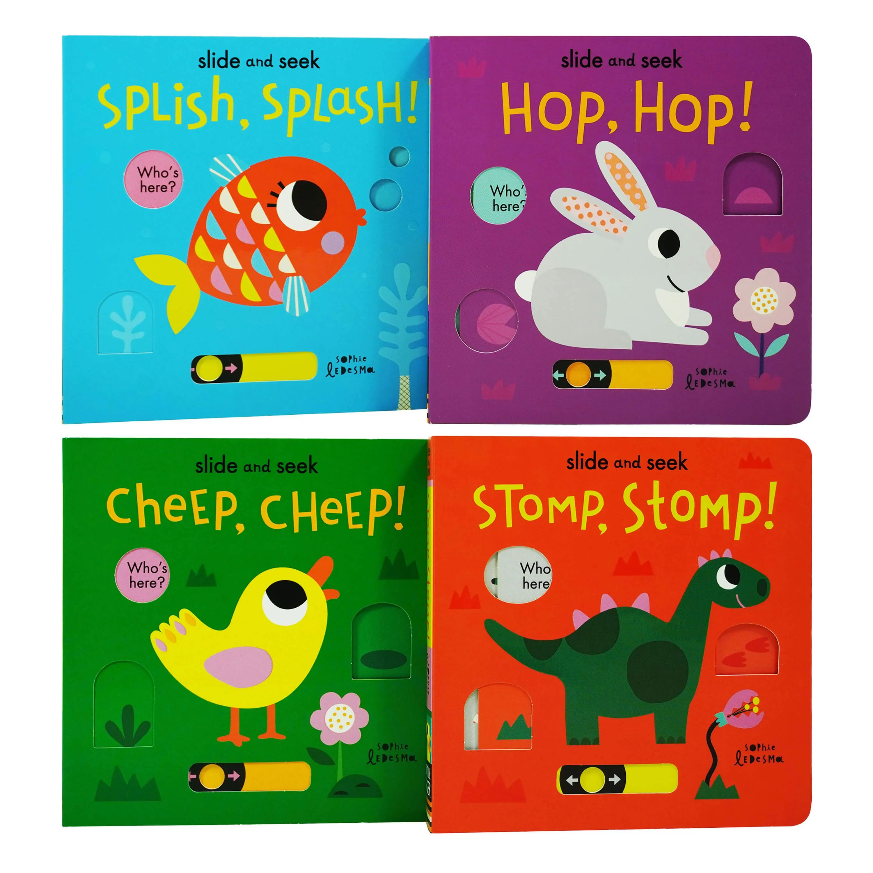 Little Learner Slide and Seek Library 4 Books Childrens Collection Set By Sophie Ledesma - Ages 0-5 - Board Book
