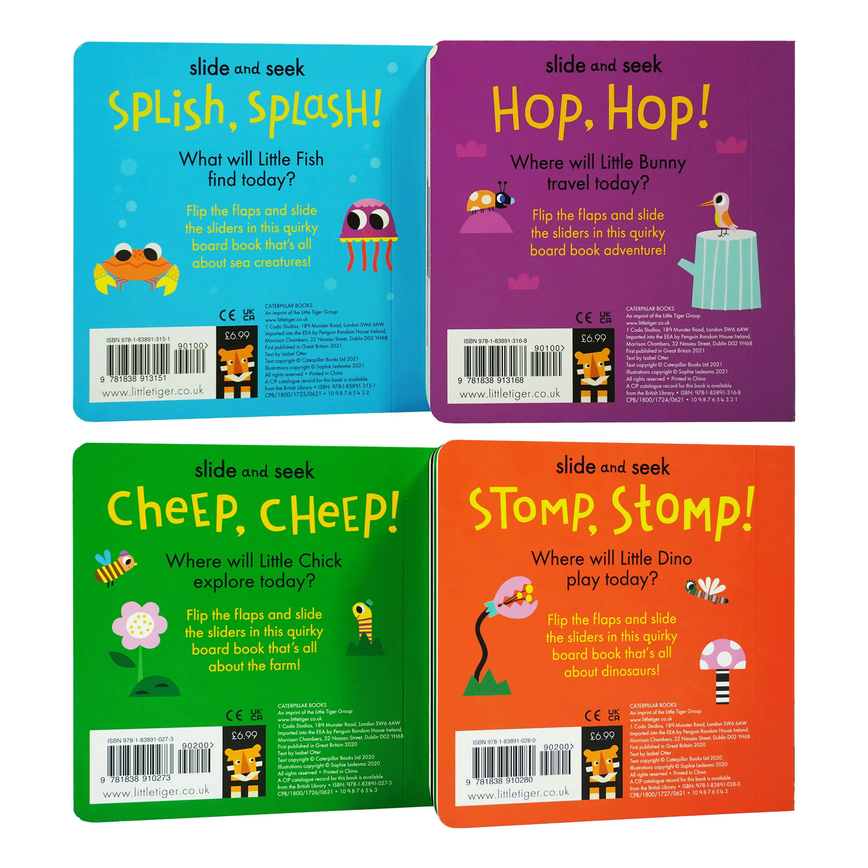 Little Learner Slide and Seek Library 4 Books Childrens Collection Set By Sophie Ledesma - Ages 0-5 - Board Book