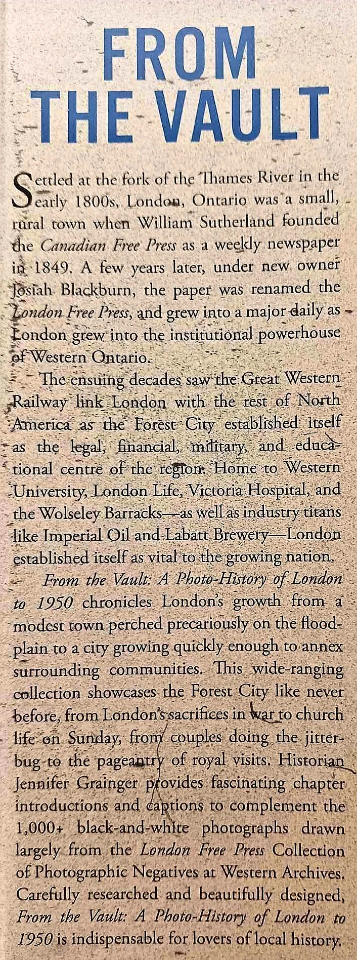 LONDON FREE PRESS: FROM THE VAULT - Jennifer Grainger