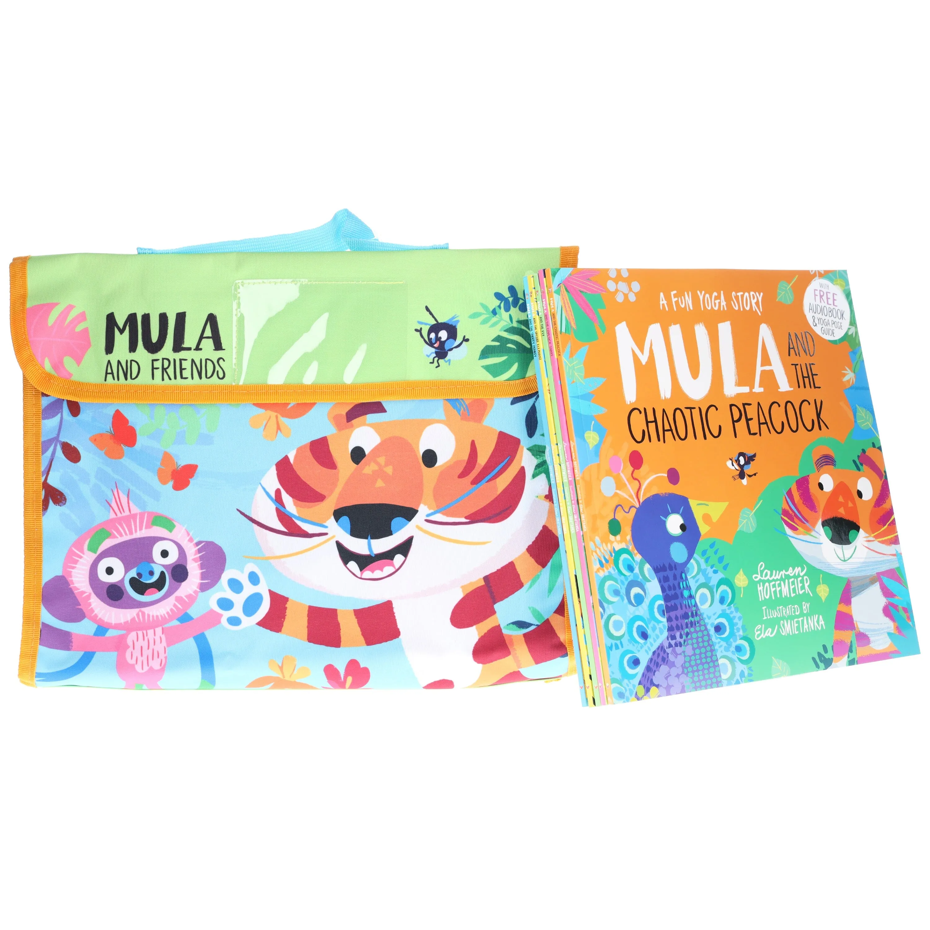 Mula and the Fly Animal 5 Picture Books Collection Set & Mula and Friends Children Hand Bag in Green & Blue Colour - Ages 3-6 - Paperback