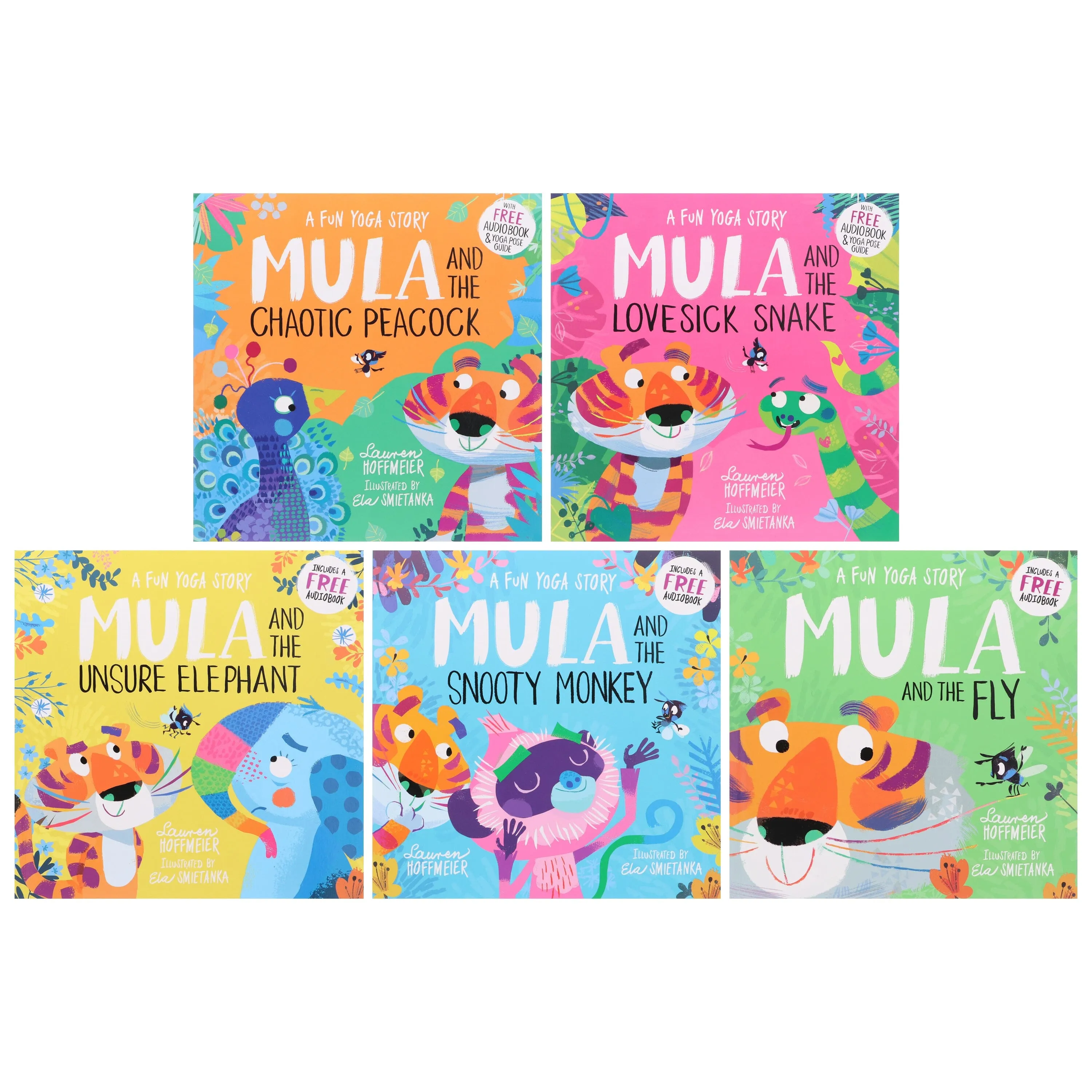 Mula and the Fly Animal 5 Picture Books Collection Set & Mula and Friends Children Hand Bag in Green & Blue Colour - Ages 3-6 - Paperback