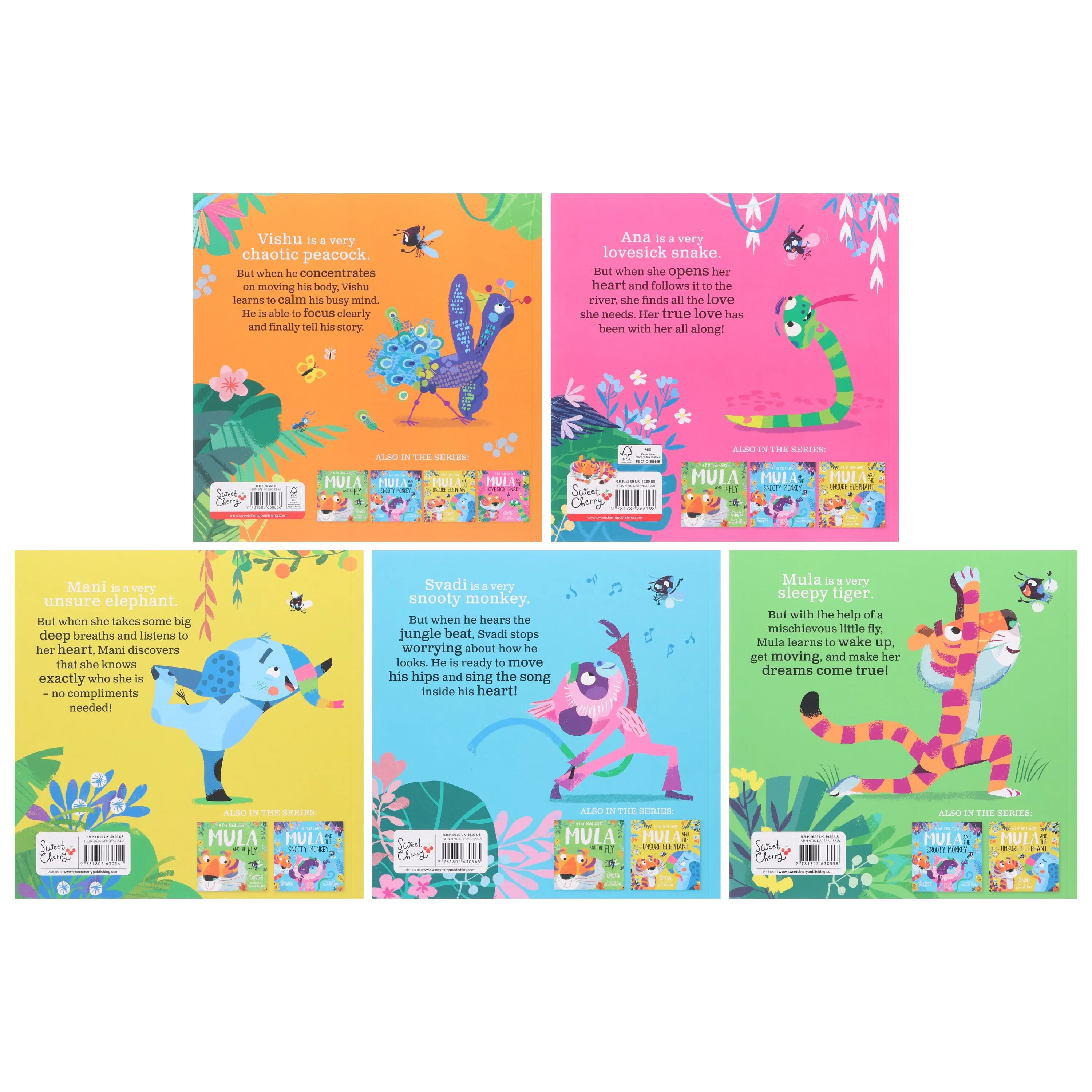 Mula and the Fly Animal Fun Yoga Stories 5 Picture Books Collection Set - Ages 3-6 - Paperback