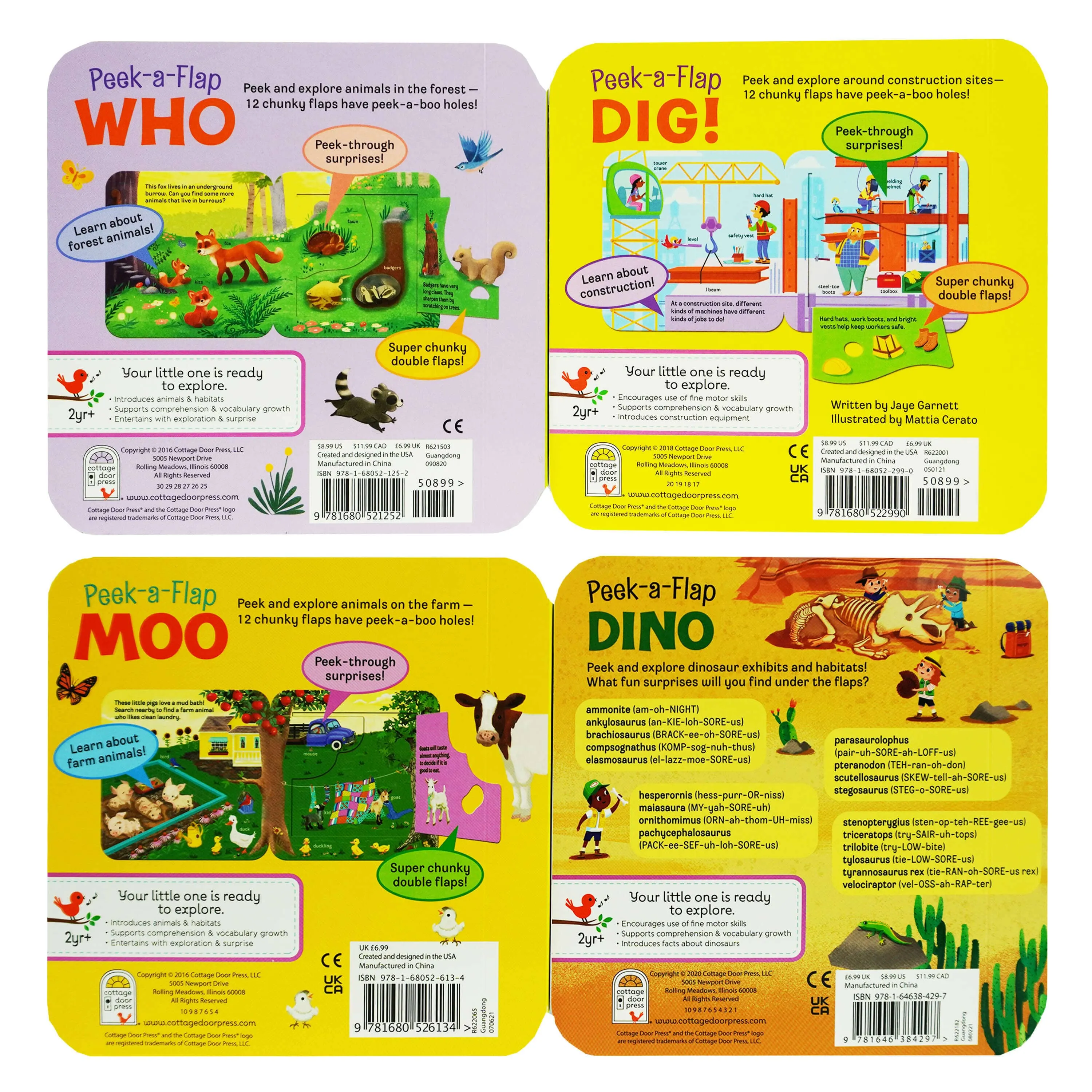 Peek a Boo Dig! Fun Children's Interactive Lift a Flap by Jaye Garnett 4 Books Collection Set - Ages 2  years - Board Book