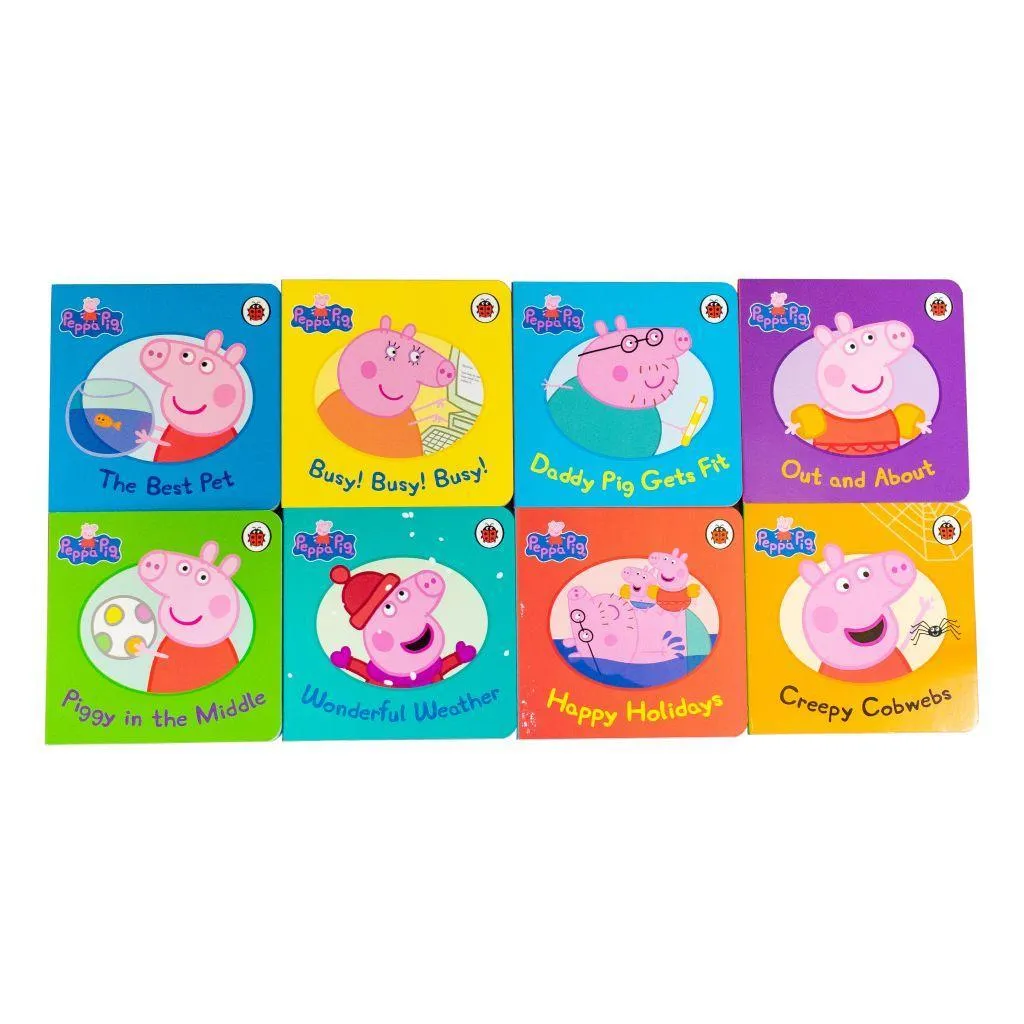 Peppa Pig Childrens Picture Flat 8 Books By Neville Ashley & Mark Baker - Ages 0-5 - Board Books