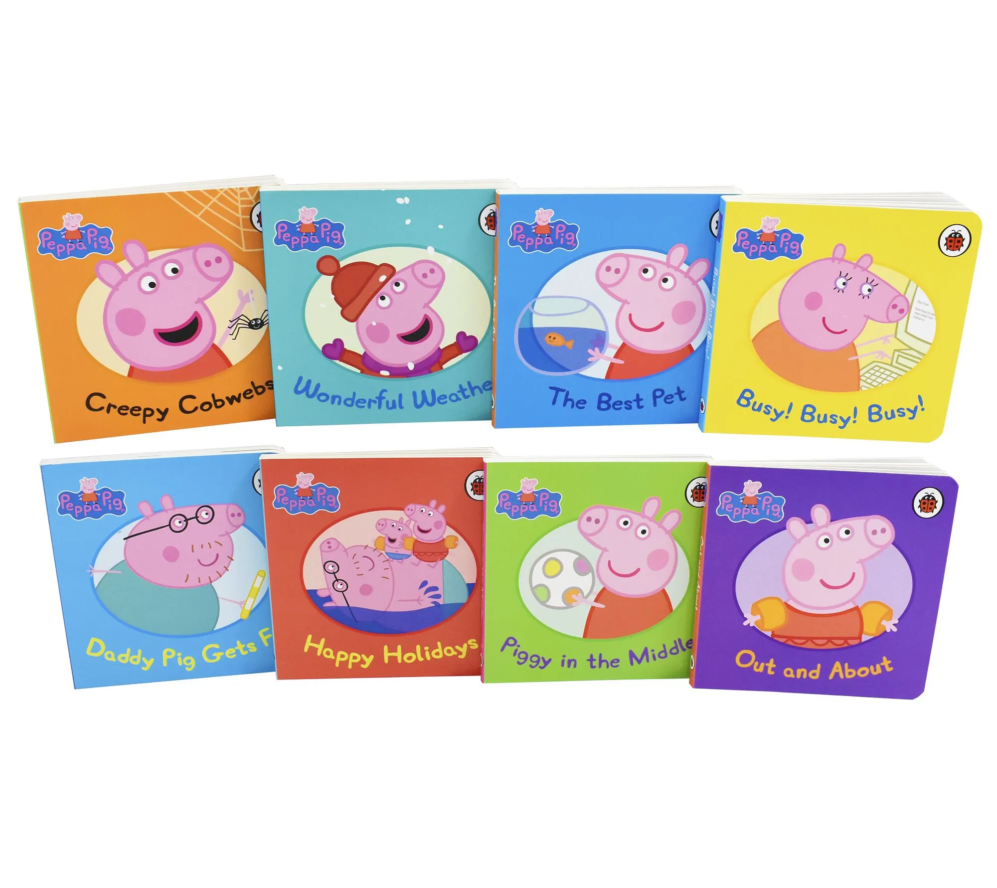 Peppa Pig Childrens Picture Flat 8 Books By Neville Ashley & Mark Baker - Ages 0-5 - Board Books