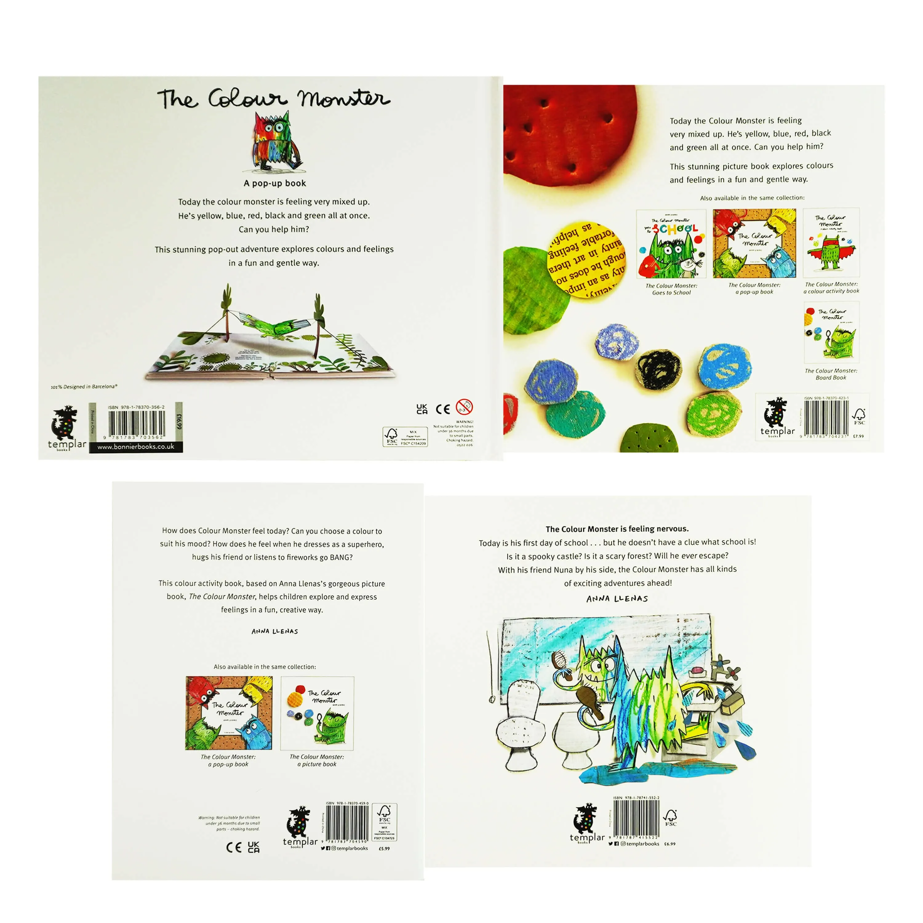 The Colour Monster by Anna Llenas: 4 Books Collection Set - Ages 2-4 - Paperback/Hardback