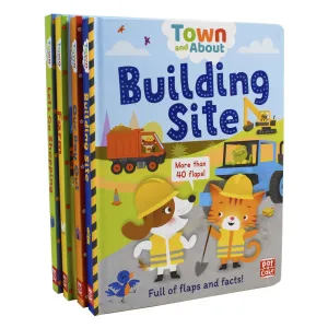 Town & About Full Of Flaps & Facts 4 Board Books Children Set By Rebecca Gerlings - Ages 0-5