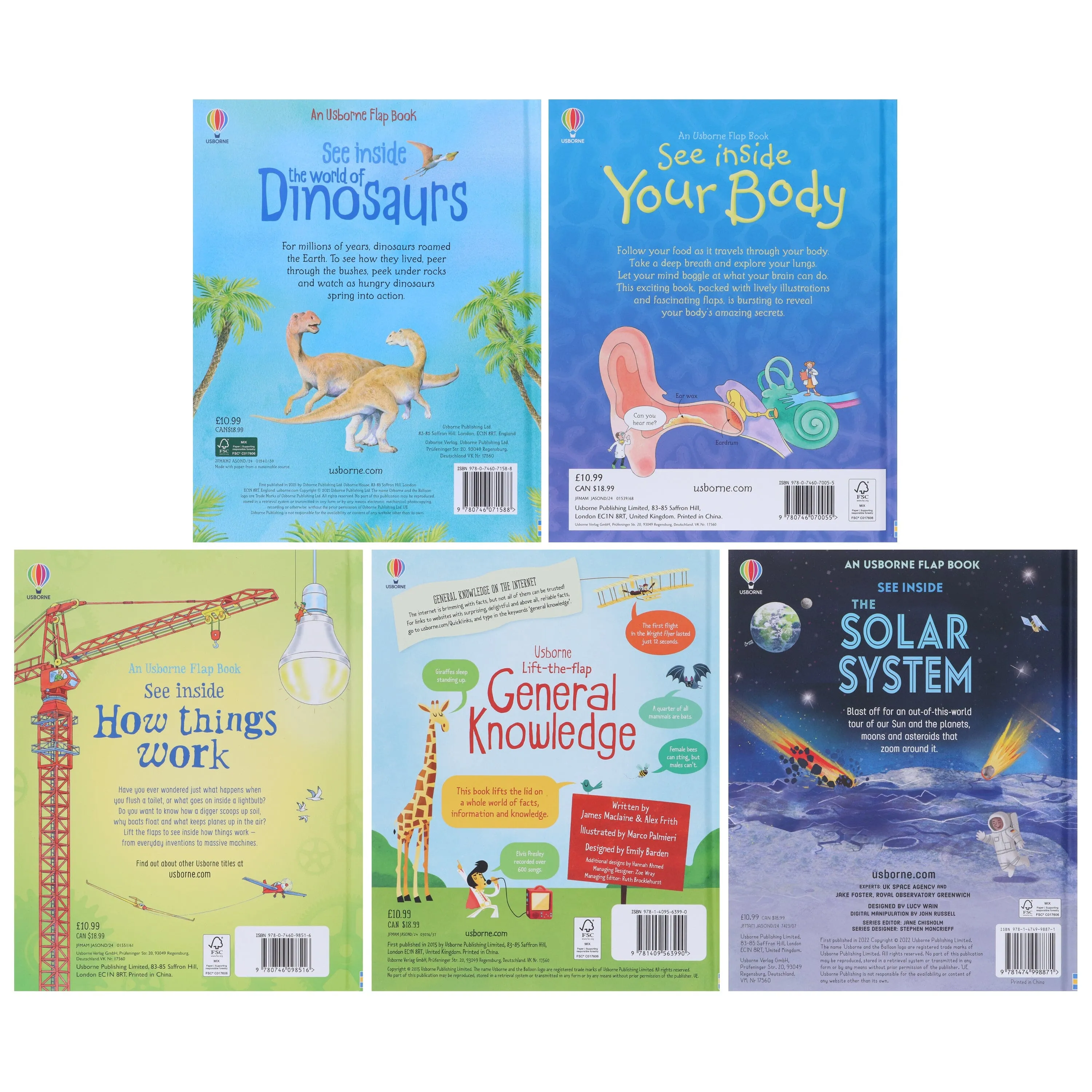Usborne Lift The Flap See Inside Series Collection 1: 5 Books Set - Ages 6  - Board Book