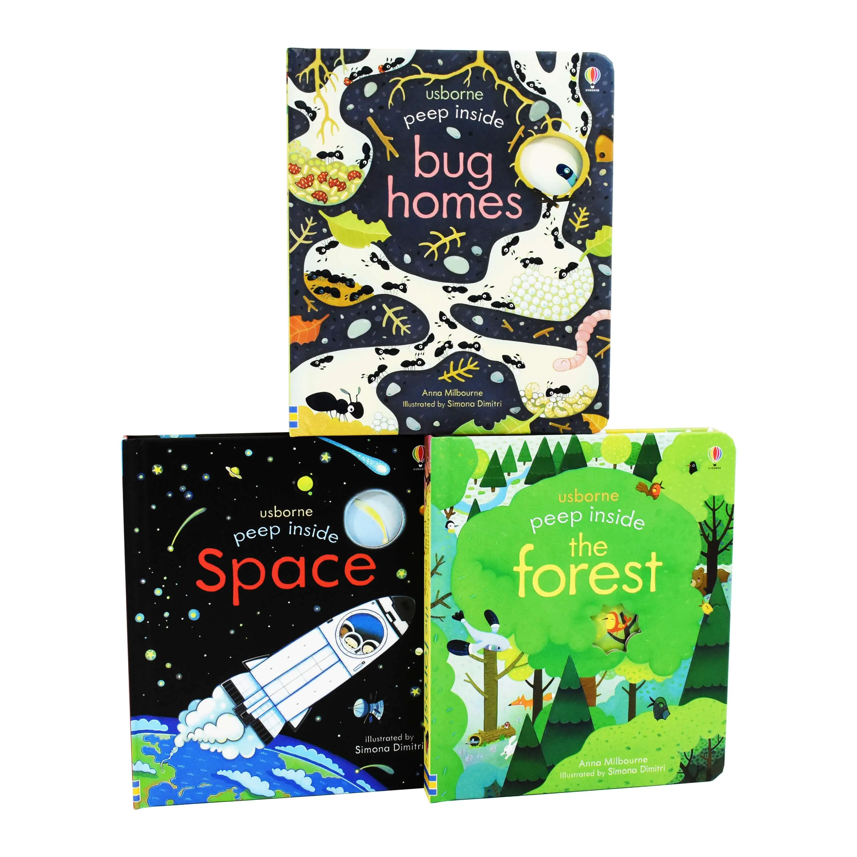 Usborne Peep Inside 3 Books Box By Anna Milbourne – Ages 0-5 - Hardback