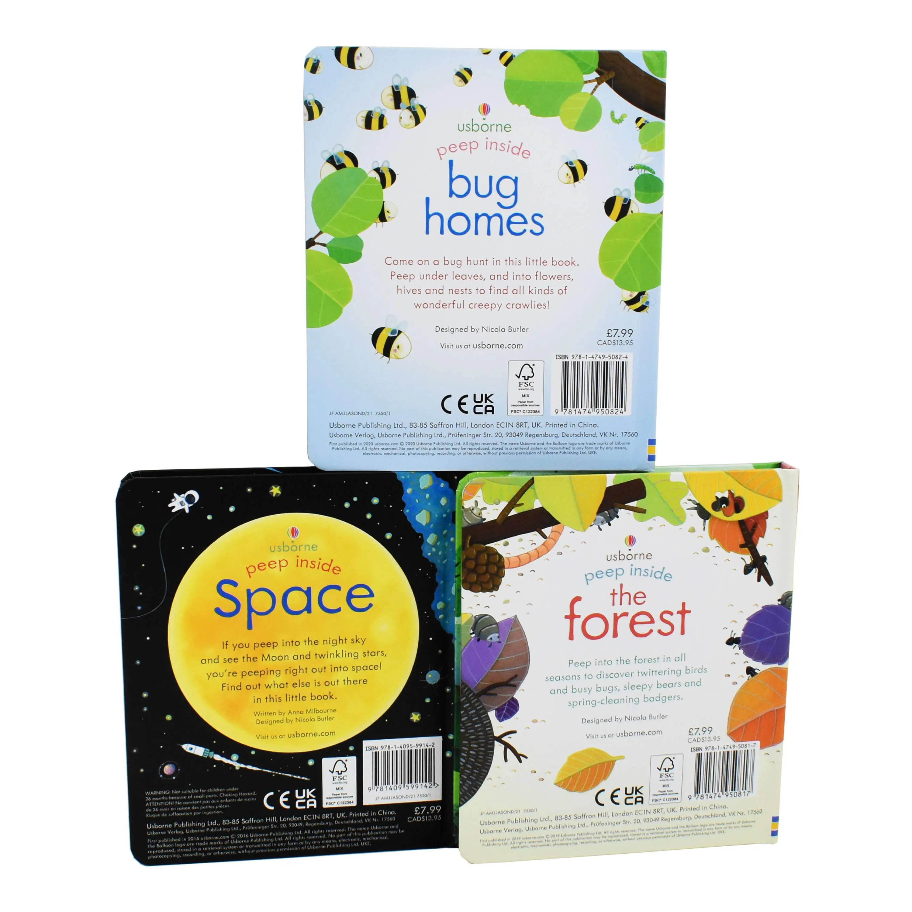Usborne Peep Inside 3 Books Box By Anna Milbourne – Ages 0-5 - Hardback