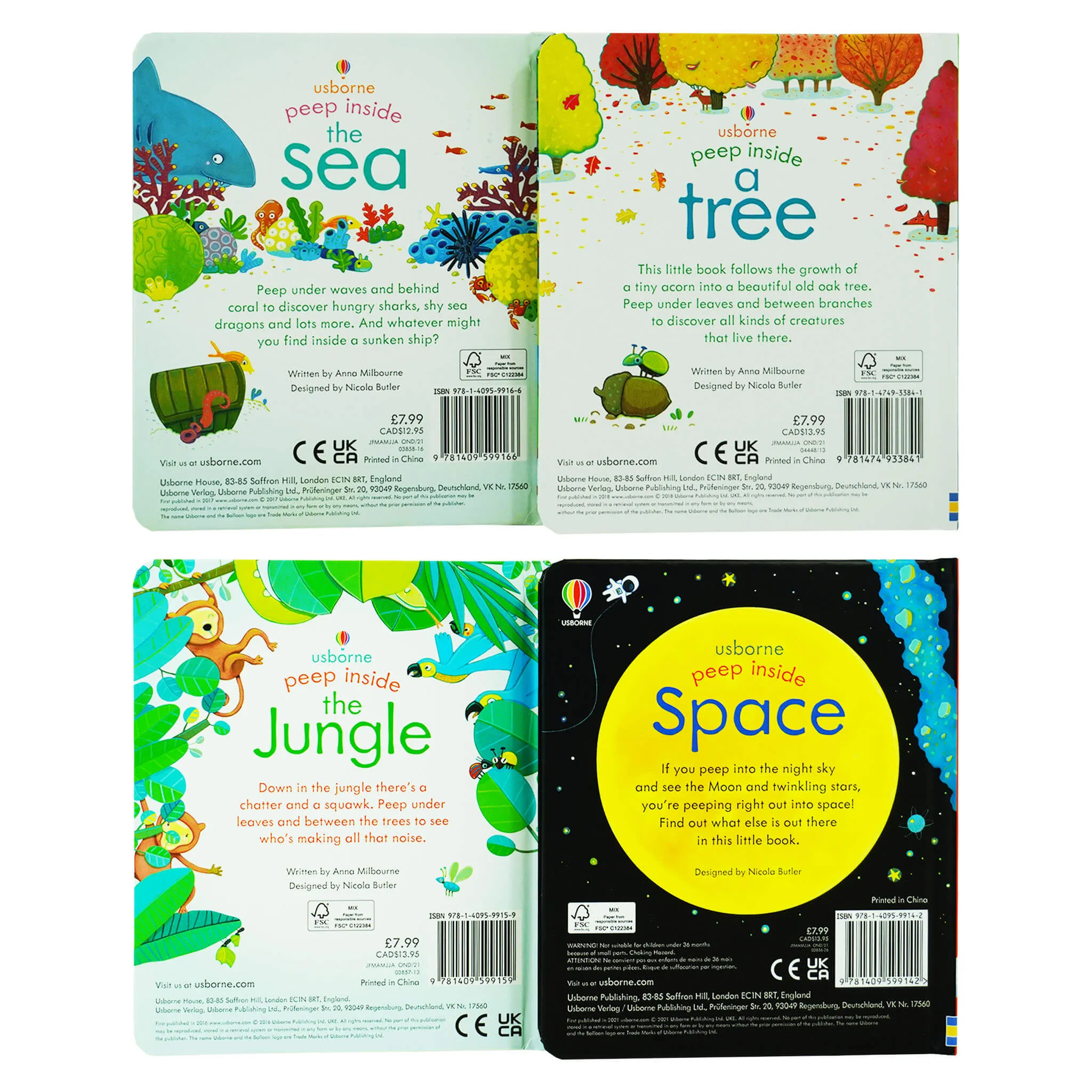 Usborne Peep Inside Gift Set 4 Books By Anna Milbourne – Ages 3  - Board Book