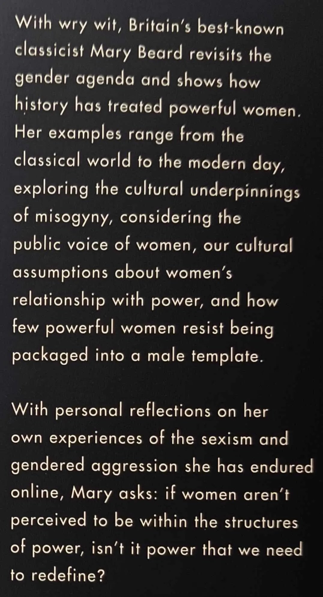 WOMEN & POWER - Mary Beard