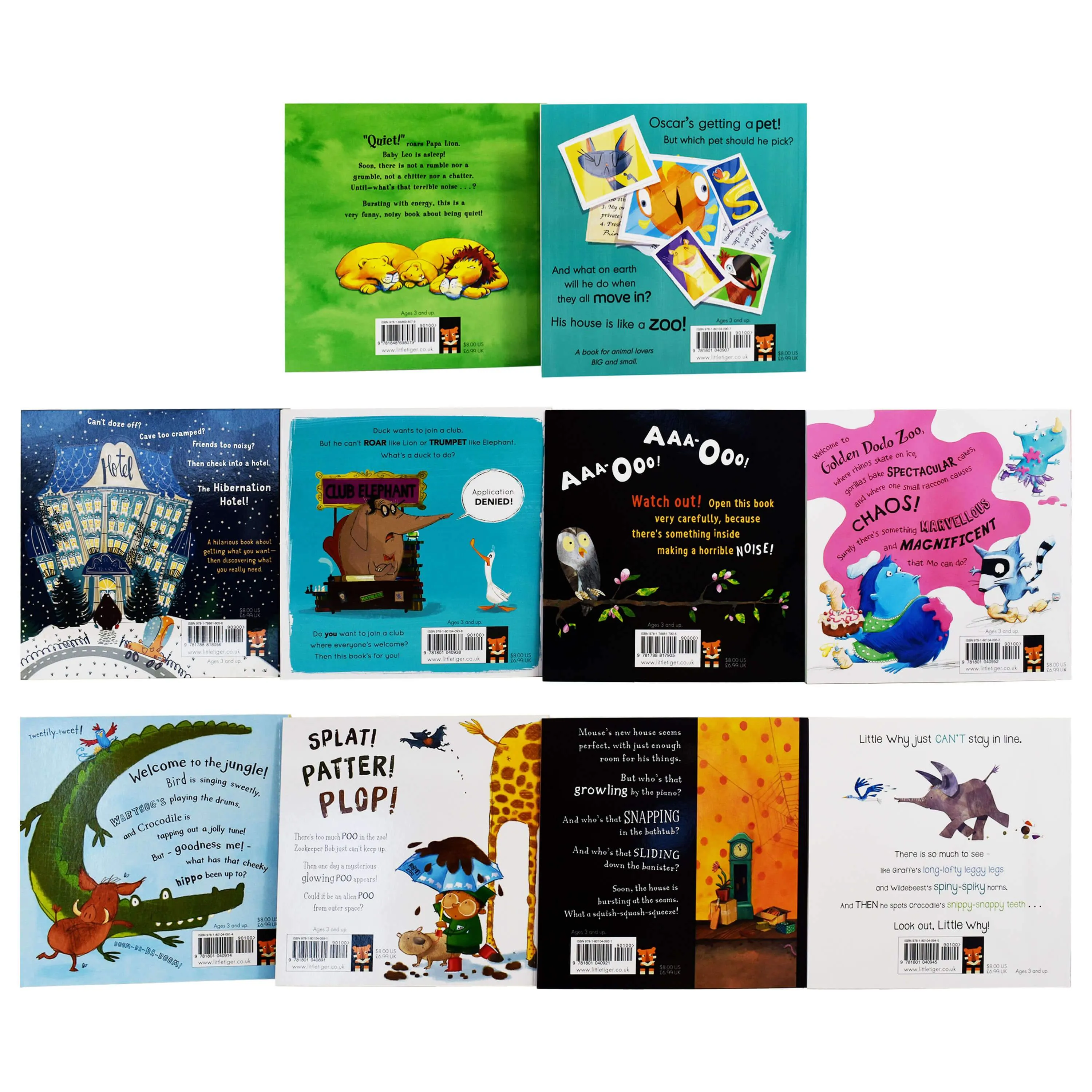 Zoo Series 10 Picture Flat Books Collection Set Ziplock Bag By Little Tiger – Ages 3  – Paperback